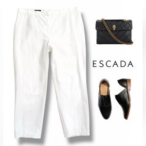 ESCADA WHITE CROPPED STRAIGHT LEG TROUSERS PANTS SZ 10 / L